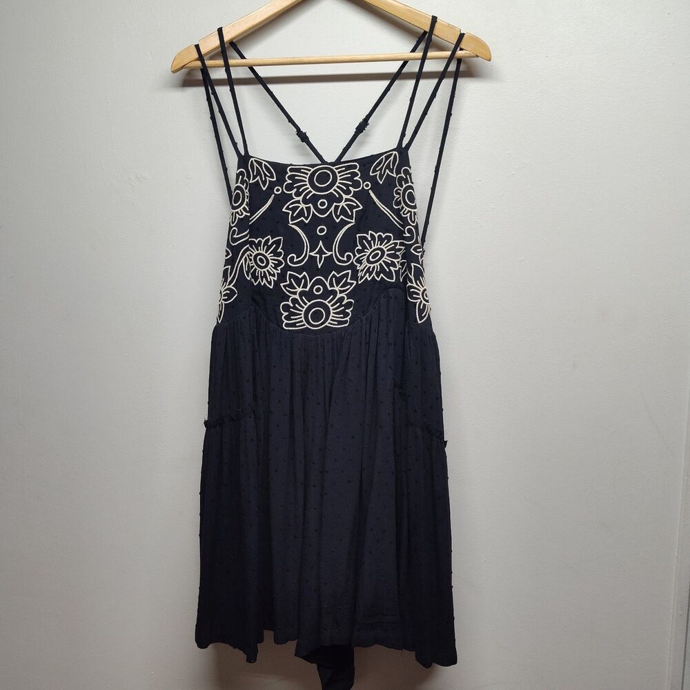 Oddy Romper Women L Black Floral Relaxed Lined Sleeveless Boho-Chic Party Resort